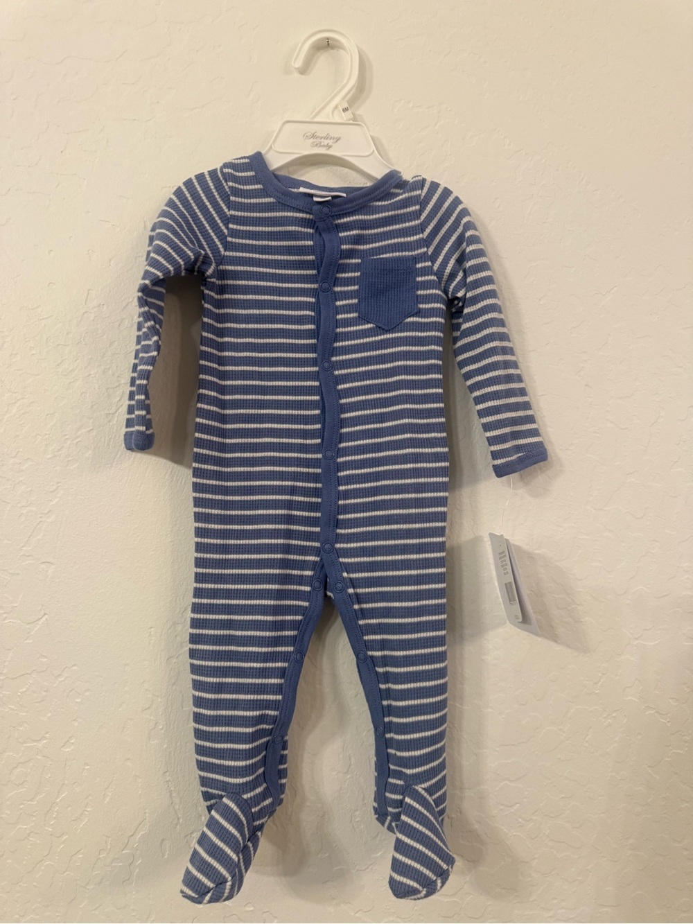 Striped Blue & White Footed One-Piece - Cozy Everyday Wear